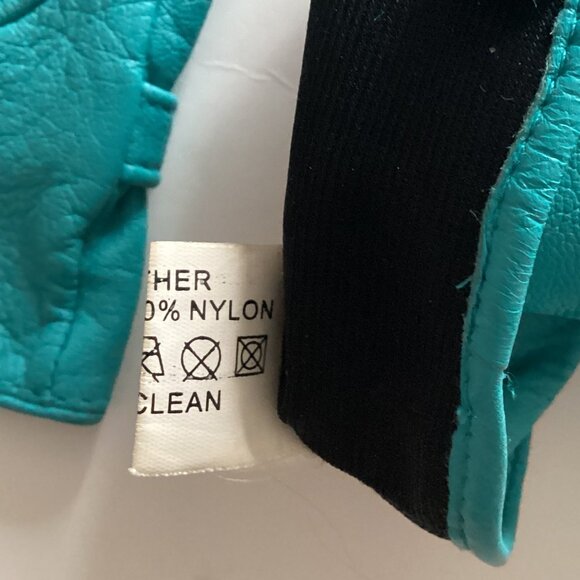 InWear Women's Goats Skin Super Soft Leather Gloves Teal Retro Size 8 Y2K - Picture 6 of 7